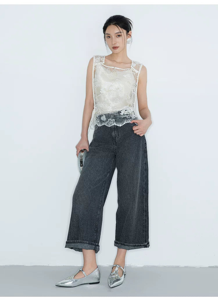 mesh embroiderlace fabric丨new chinoiserie elegant beaded ribbon vest - 图片 6