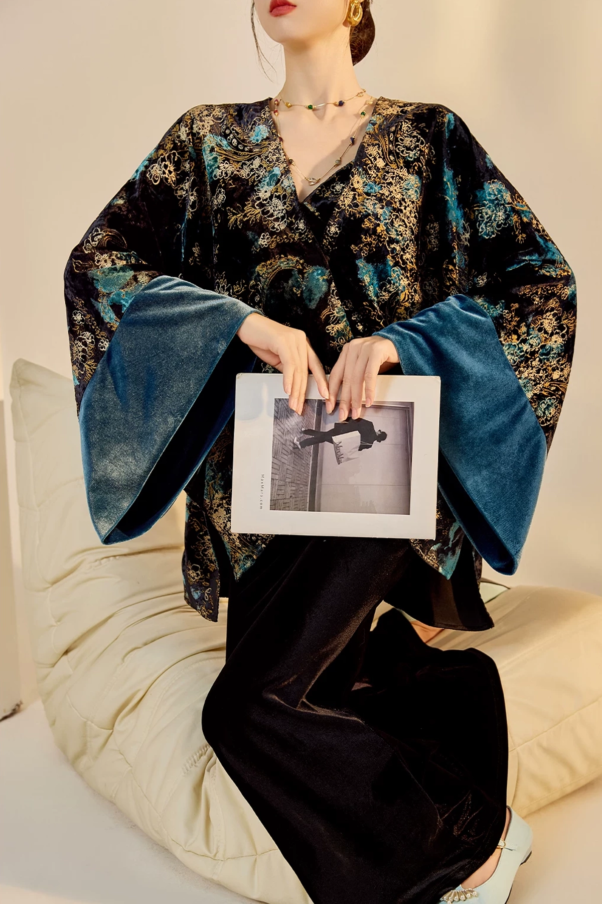 High-end New Chinese Style Light Luxury Embroidery Color Collision Double-sided Wear Coat - 图片 2