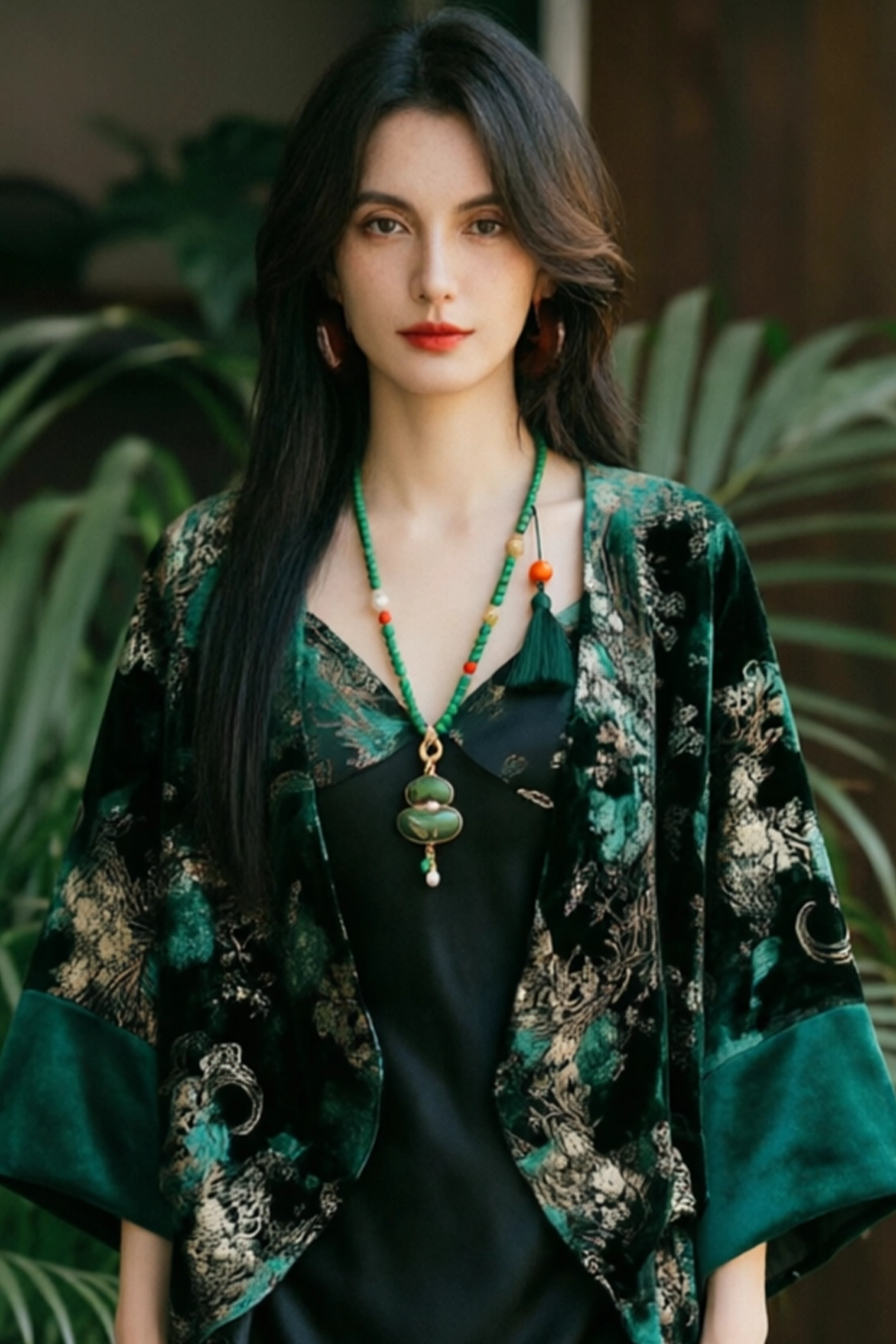 Double-sided Song Brocade Gourd Pendant Retro Tassel Jadeite New Chinese Style Necklace - 图片 3